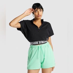 GYMSHARK Recess Crop 1/2 Zip Top Black Size S